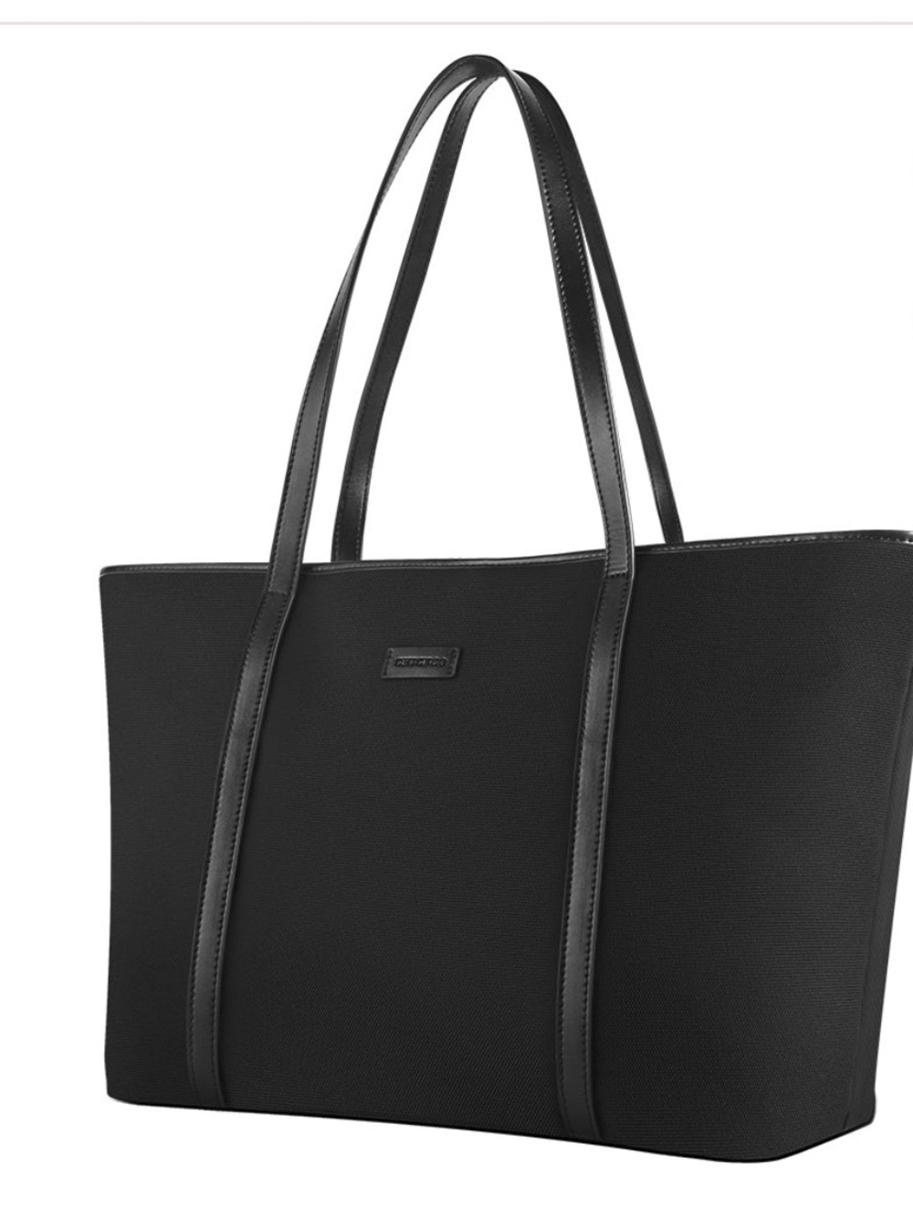 CHICECO Everyday Black Tote Bag with Sleek Leather-Trim Handles